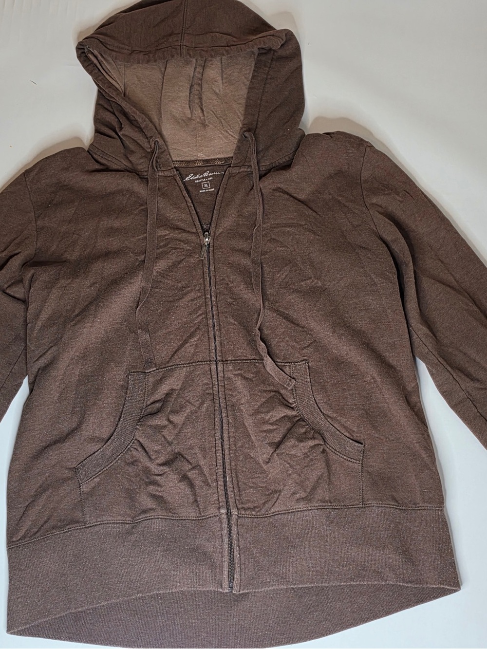 Eddie Bauer Dark Brown Full-Zip Hooded Windbreaker